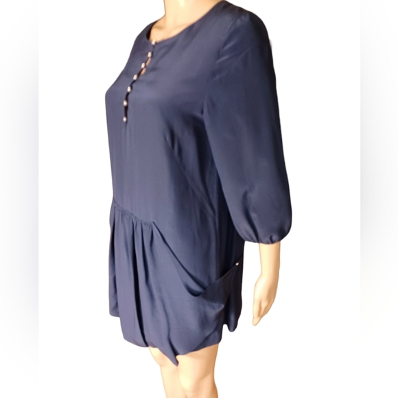 Marni Indigo Blue Silk Swing Tunic Dress Size 4 - Picture 3 of 8